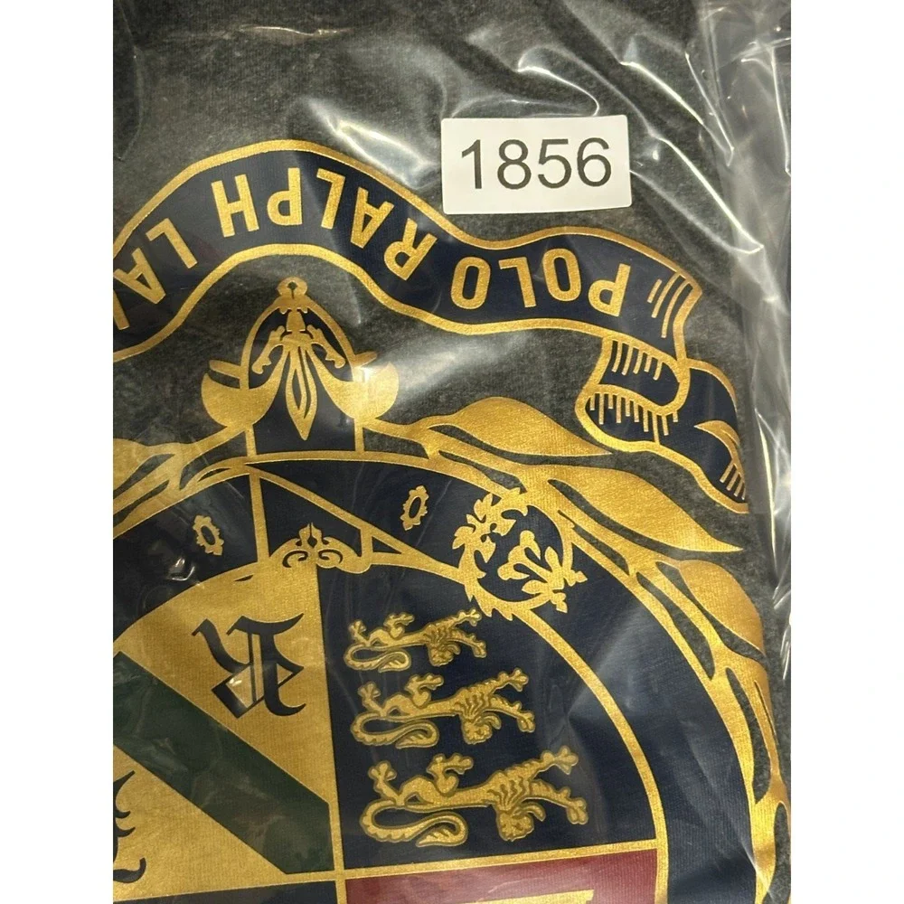 Polo Ralph Lauren Gold Crest Logo T-Shirt Mens L Gray Classic Fit Tee